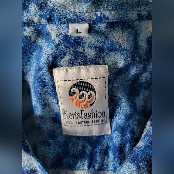 Keris Fashion Men's Safari Animal Print Shirt Blue Large - Picture 4 of 7